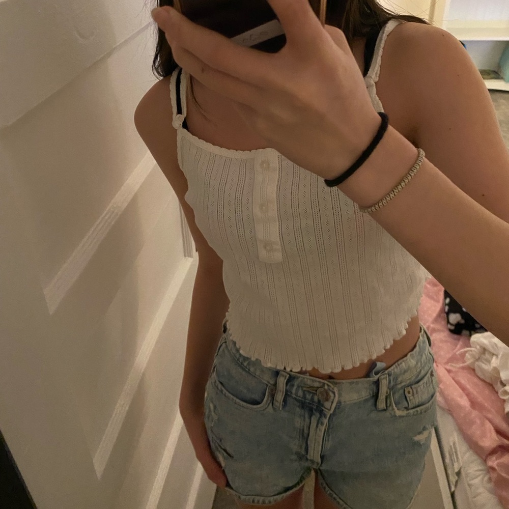 Floral ribbed crop top💌